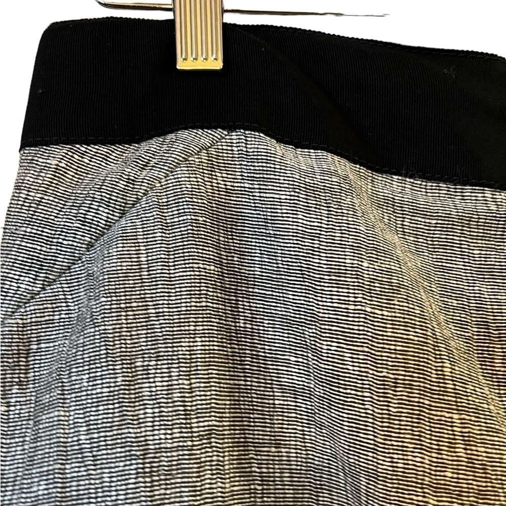 J.CREW Black White Woven Fully Lined Linen Blend Short Skirt w Black Waistband - Picture 3 of 3